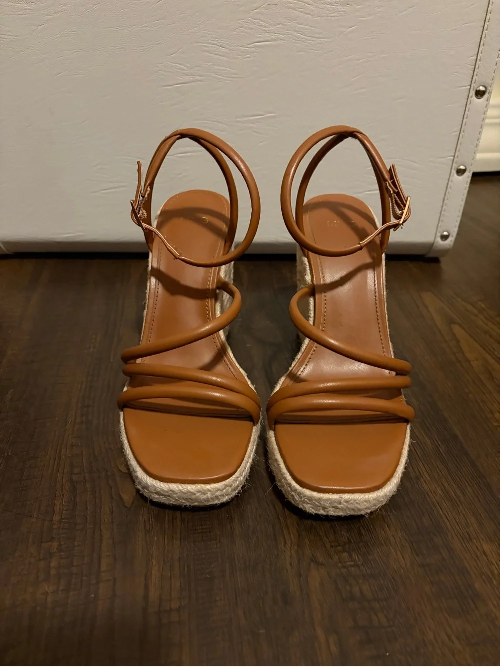 MNG Tan Wedge Sandals w/ ankle strap Sz 37